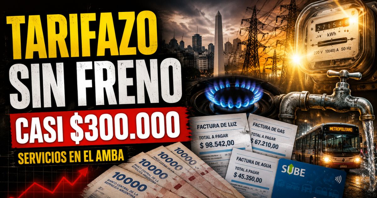 Tarifazo en el AMBA con facturas de luz, gas, agua y transporte que rozan los $300.000 mensuales.