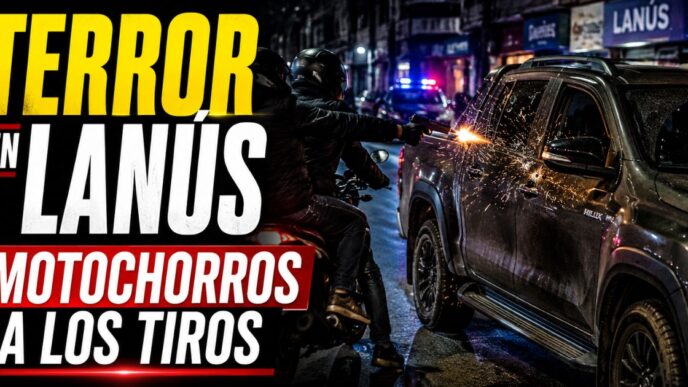 Motochorros disparan contra una camioneta blindada durante un violento intento de robo en Lanús.