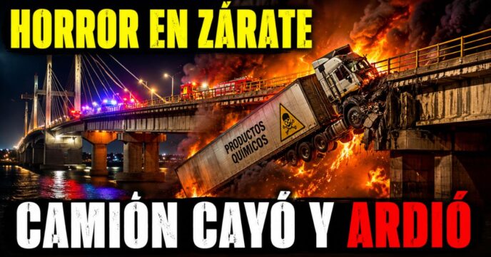 Camión con productos químicos cae del puente Zárate-Brazo Largo y arde en llamas durante un accidente fatal.
