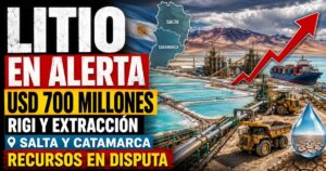 Conductor en el estudio de noticias de Info del Plata Noticias presentando informe especial sobre el crédito del BID a Posco para extraer litio en Salta y Catamarca.