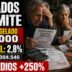 Jubilado argentino contando billetes en la ventanilla de un banco con recibo de haberes de ANSES.