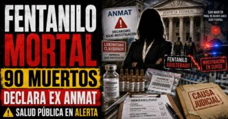 Conductor en el estudio de televisión de Info del Plata Noticias presentando informe sobre la causa judicial por el fentanilo adulterado.