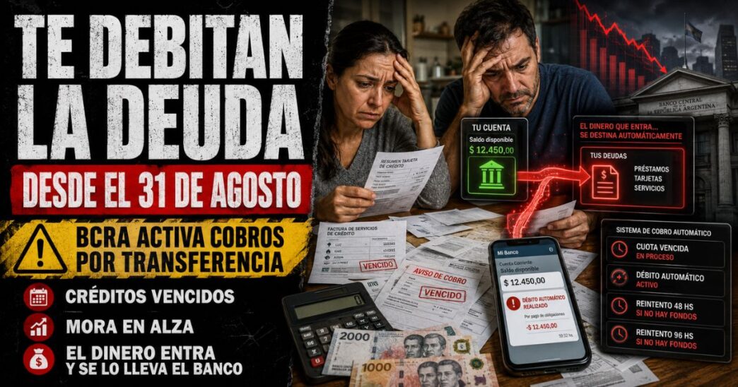 Celular con aplicación financiera abierta junto a billetes de pesos argentinos y notificación de débito bancario.