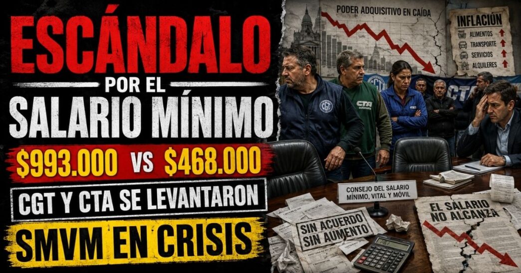 Conductor en el estudio de Info del Plata Noticias presentando informe sobre el escándalo en el Consejo del Salario y la salida de la CGT.
