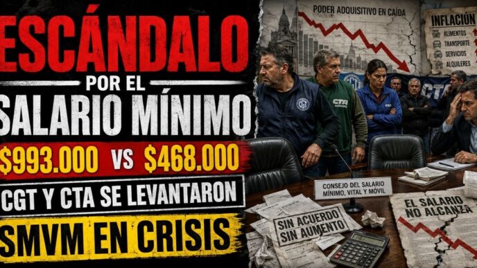Conductor en el estudio de Info del Plata Noticias presentando informe sobre el escándalo en el Consejo del Salario y la salida de la CGT.