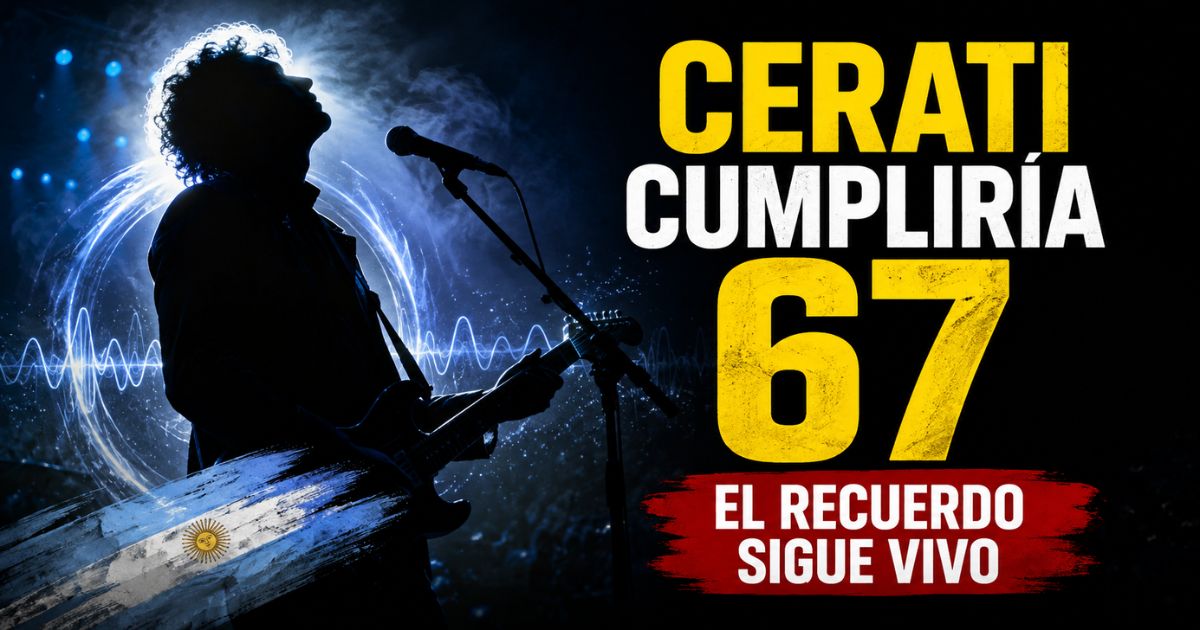 Gustavo Cerati cumpliría 67 años, homenaje al ícono del rock argentino con guitarra, escenario y el mensaje “El recuerdo sigue vivo”.