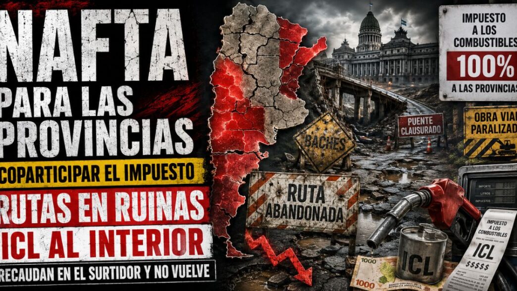 Gráfico de distribución del impuesto al combustible con el Congreso y estudio de Info del Plata Noticias de fondo.