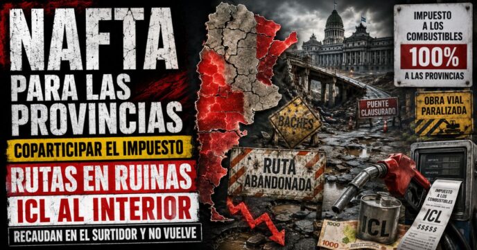 Gráfico de distribución del impuesto al combustible con el Congreso y estudio de Info del Plata Noticias de fondo.