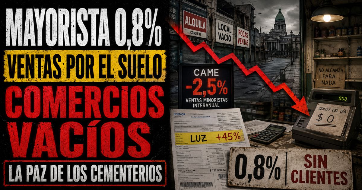Gráfico de inflación mayorista del 0,8% sobreimpreso en la pantalla de un estudio de televisión con conductor de Info del Plata Noticias y un comercio vacío de fondo.