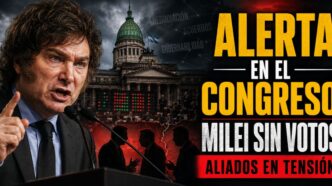 Javier Milei enfrenta tensión en el Congreso mientras pierde apoyos de aliados y el Gobierno negocia votos para sostener su agenda legislativa.