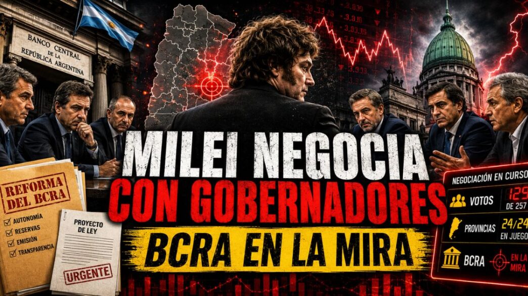 Milei y los gobernadores negocian cambios en el Banco Central mientras el BCRA queda en el centro de la disputa política.