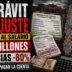 Gráfico de superávit fiscal sobreimpreso en un recibo de sueldo con retención de Ganancias y estudio de noticias de Info del Plata de fondo.