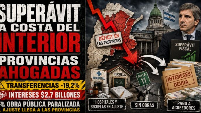 Conductor en el estudio de Info del Plata Noticias presentando informe sobre el recorte de transferencias a las provincias para financiar el superávit de Caputo.