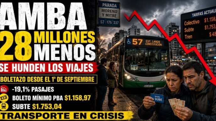 Conductor en el estudio de Info del Plata Noticias presentando informe sobre el aumento del boleto de colectivo a $1.158 y la caída récord de pasajeros.