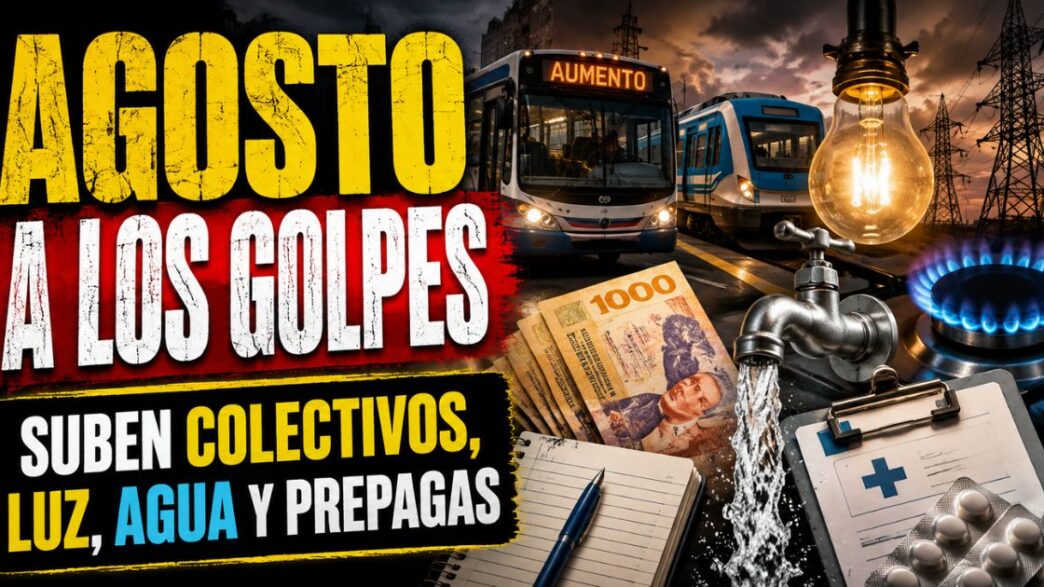 Aumentos de agosto 2026 en colectivos, trenes, luz, agua, gas y prepagas golpean el bolsillo argentino