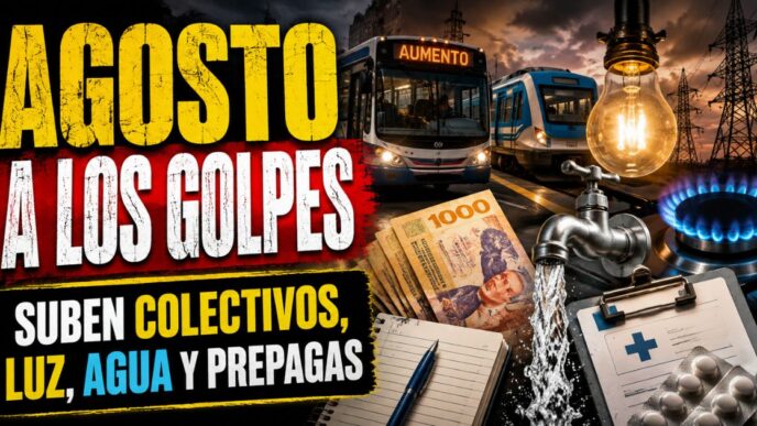 Aumentos de agosto 2026 en colectivos, trenes, luz, agua, gas y prepagas golpean el bolsillo argentino