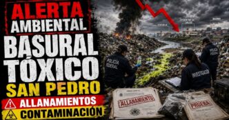 Conductor en el estudio de noticias de Info del Plata Noticias presentando informe especial sobre los allanamientos por el basural contaminante de La Tosquera en San Pedro.