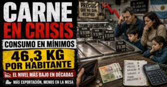 Conductor en el estudio de Info del Plata Noticias presentando el informe sobre el desplome histórico en el consumo de carne vacuna en la Argentina.