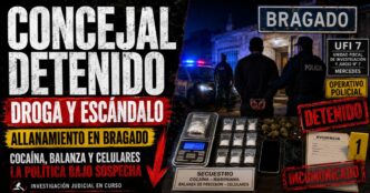 Conductor en el estudio de Info del Plata Noticias informando sobre la detención del concejal de La Libertad Avanza por venta de estupefacientes.