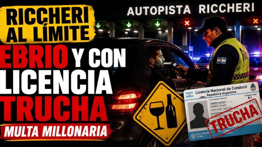 Conductor ebrio con licencia falsa en Riccheri durante un control de alcoholemia en la autopista