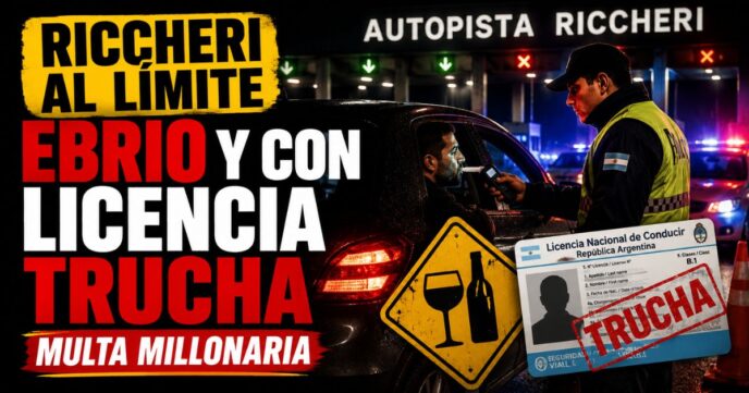 Conductor ebrio con licencia falsa en Riccheri durante un control de alcoholemia en la autopista