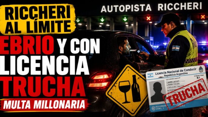 Conductor ebrio con licencia falsa en Riccheri durante un control de alcoholemia en la autopista