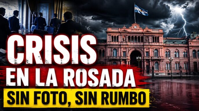 Crisis en la Casa Rosada: sede del Gobierno bajo una tormenta y una reunión política en sombras tras el conflicto legislativo.