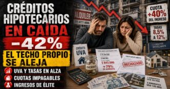 Conductor en el estudio de Info del Plata Noticias explicando el derrumbe del 42% en los créditos hipotecarios UVA.