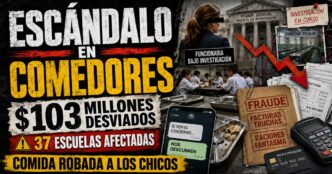 Conductor en el estudio de noticias de Info del Plata Noticias presentando informe sobre la imputación a 7 personas por desviar más de 100 millones de comedores escolares.