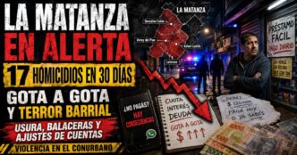Conductor en el estudio de Info del Plata Noticias presentando informe sobre los 17 crímenes vinculados a prestamistas ilegales y narcotráfico en el conurbano.