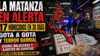 Conductor en el estudio de Info del Plata Noticias presentando informe sobre los 17 crímenes vinculados a prestamistas ilegales y narcotráfico en el conurbano.