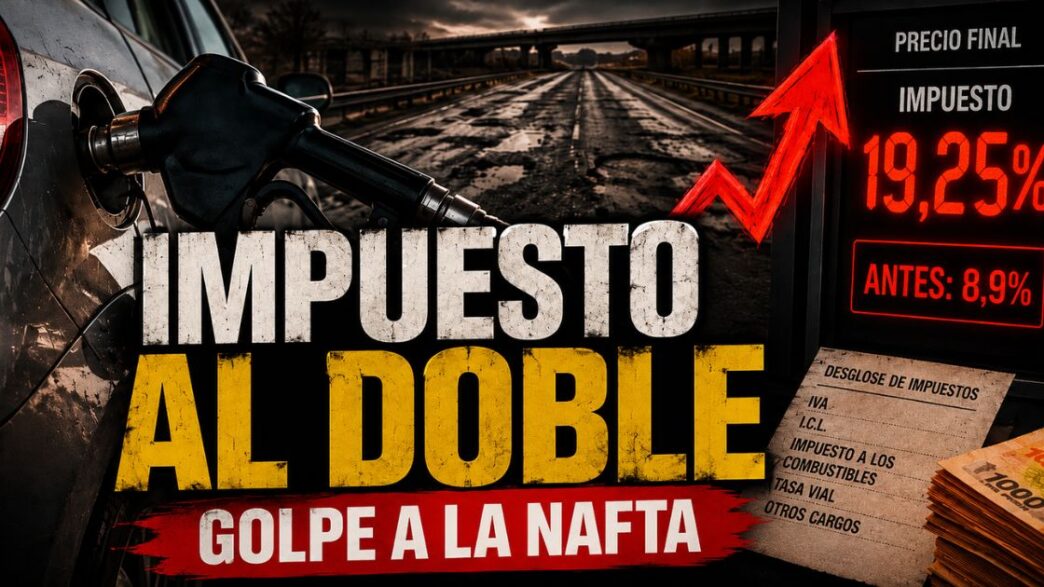 Impuesto a la nafta sube del 8,9% al 19,25% durante el gobierno de Milei, con surtidor y rutas deterioradas.