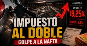 Impuesto a la nafta sube del 8,9% al 19,25% durante el gobierno de Milei, con surtidor y rutas deterioradas.