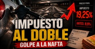 Impuesto a la nafta sube del 8,9% al 19,25% durante el gobierno de Milei, con surtidor y rutas deterioradas.