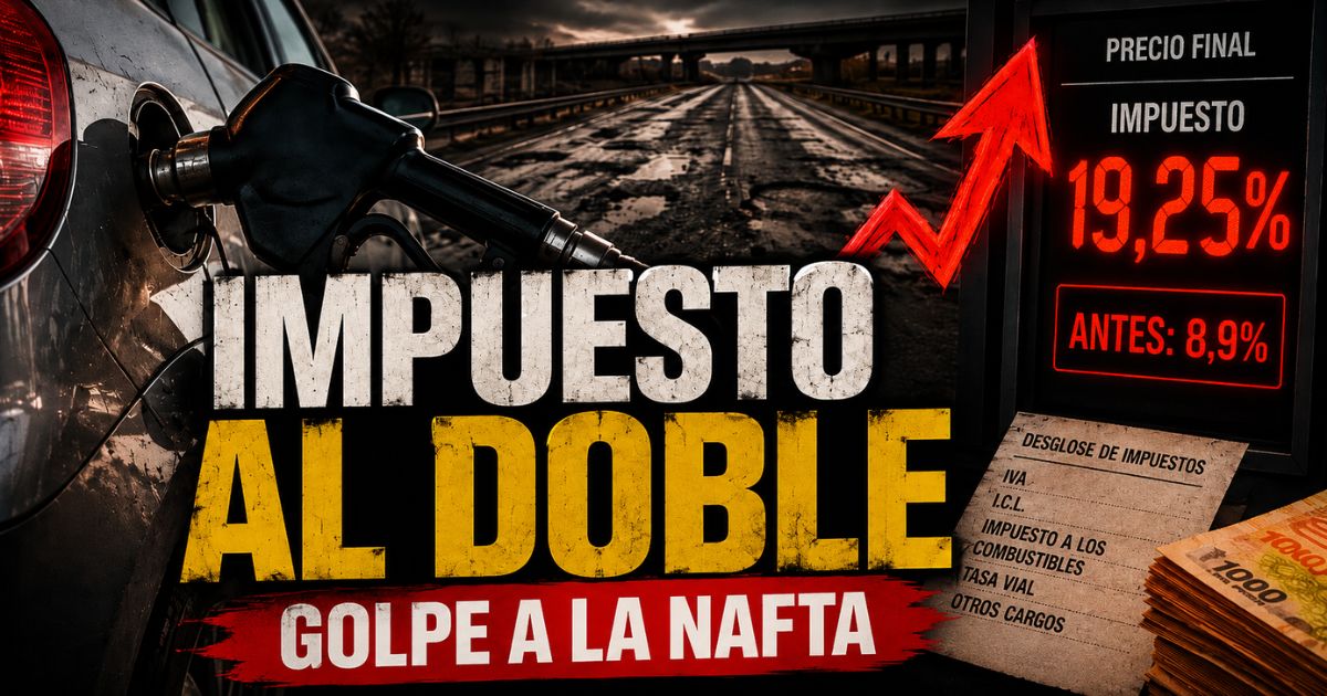Impuesto a la nafta sube del 8,9% al 19,25% durante el gobierno de Milei, con surtidor y rutas deterioradas.