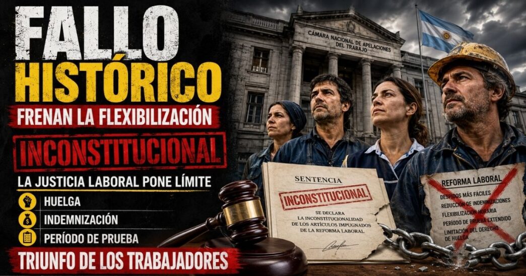 Conductor en el estudio de noticias de Info del Plata Noticias presentando informe sobre el fallo judicial que declaró inconstitucional la reforma laboral libertaria.