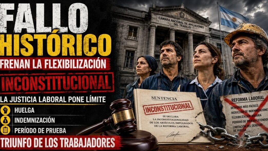 Conductor en el estudio de noticias de Info del Plata Noticias presentando informe sobre el fallo judicial que declaró inconstitucional la reforma laboral libertaria.