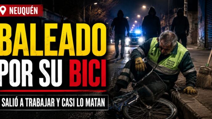 Barrendero baleado durante un robo de bicicleta en un caso de inseguridad en Neuquén