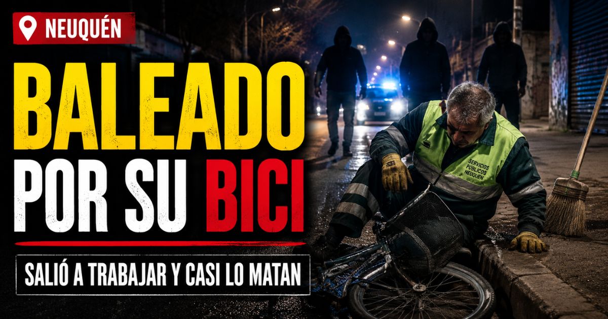 Barrendero baleado durante un robo de bicicleta en un caso de inseguridad en Neuquén