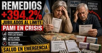 Conductor en el estudio de noticias de Info del Plata Noticias presentando informe sobre el aumento del 394% en los medicamentos del PAMI para jubilados.