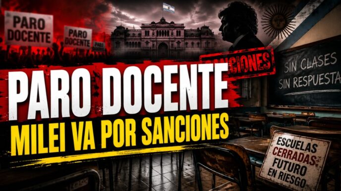 Paro docente nacional: Milei avanza con sanciones a gremios mientras crece el conflicto por salarios y educación
