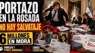 Conductor en el estudio de noticias de Info del Plata Noticias presentando el informe especial sobre la fractura del gabinete y el portazo de Milei a los endeudados.