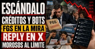 Conductor en el estudio de noticias de Info del Plata Noticias presentando informe sobre el riesgo metro cuadrado, el uso de fondos de ANSES y el escándalo de la granja de bots.