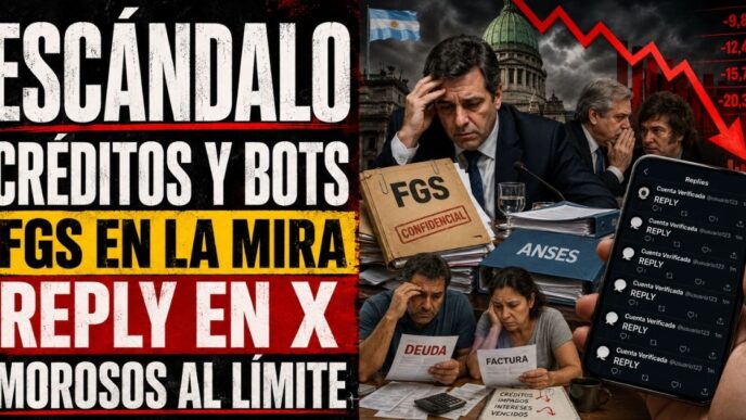 Conductor en el estudio de noticias de Info del Plata Noticias presentando informe sobre el riesgo metro cuadrado, el uso de fondos de ANSES y el escándalo de la granja de bots.