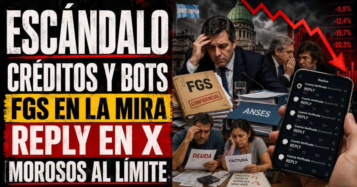 Conductor en el estudio de noticias de Info del Plata Noticias presentando informe sobre el riesgo metro cuadrado, el uso de fondos de ANSES y el escándalo de la granja de bots.