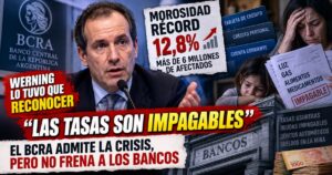 Conductor en el estudio de noticias de Info del Plata Noticias presentando informe sobre la confesión del Banco Central ante la mora récord y las tasas usureras.