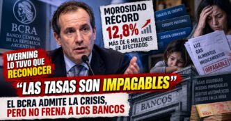Conductor en el estudio de noticias de Info del Plata Noticias presentando informe sobre la confesión del Banco Central ante la mora récord y las tasas usureras.