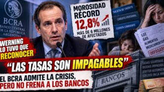 Conductor en el estudio de noticias de Info del Plata Noticias presentando informe sobre la confesión del Banco Central ante la mora récord y las tasas usureras.