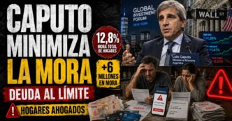Conductor en el estudio de noticias de Info del Plata Noticias presentando informe sobre la confesión de Luis Caputo en Wall Street y el récord del dólar a $1.535.