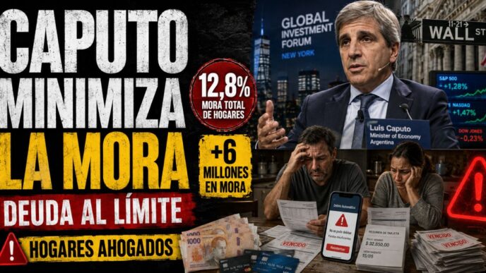 Conductor en el estudio de noticias de Info del Plata Noticias presentando informe sobre la confesión de Luis Caputo en Wall Street y el récord del dólar a $1.535.